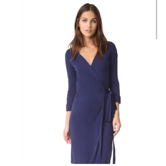 DVf Diane Von Furstenberg Julian Two Wrap Dress Midnight Blue US Size 6 EUC - Picture 5 of 15